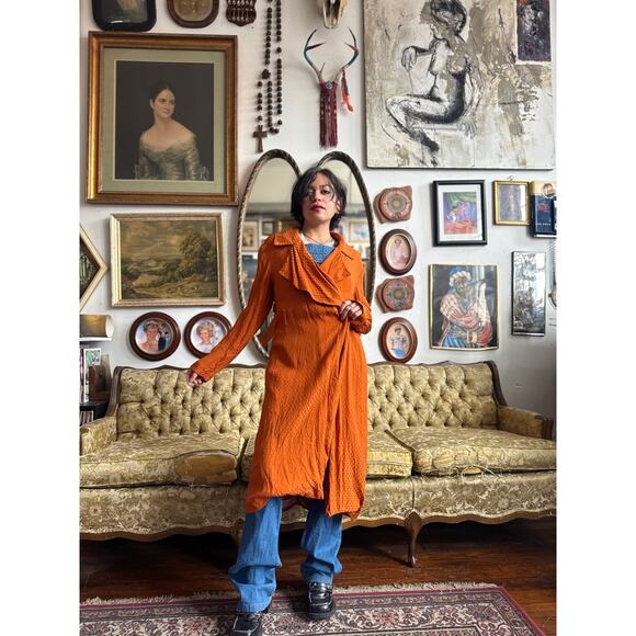 Pumpkin Polka Dot Autumn Duster Size Small by LEITH - Picture 2 of 12